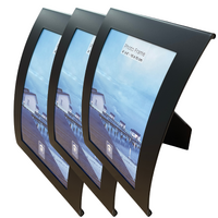 3x Curve Picture Photo Frame Curved Aluminium Portrait 10cm x 15cm (4&quot;x6&quot;)  - Black