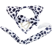 3pcs Set Animal Costume Dress Up Party Bow Tie Tail Ears Book Week - Black Polka Dots