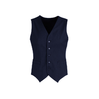 Mens Peaked Vest Waistcoat w/ Knitted Back Suit Formal Wedding Dress Up - Navy - 122