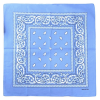 BANDANA Paisley 100% COTTON Head Wrap Durag Bandanna Summer Biker Scarf Mask - Sky Blue