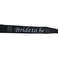 HEN&#39;S NIGHT SASH Party Girls Wedding Bridesmaid Bridal Bride To Be Satin Sashes - Bride To Be (Black 2)