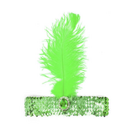 1920s FLAPPER HEADBAND Headpiece Feather Sequin Charleston Costume Gatsby Dance - Green