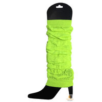 LEG WARMERS Knitted Womens Neon Party Knit Ankle Fluro Dance Costume 80s Pair - Fluro Yellow