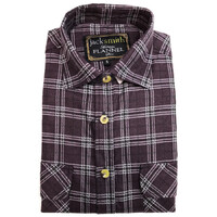 Mens Flannelette Shirt 100% Cotton Check Authentic Flannel Long Sleeve Vintage - Burgundy - S