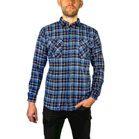 Mens Flannelette Long Sleeve Shirt 100% Cotton Check Authentic Flannel - Full Placket - Turquoise/Black - 3XL