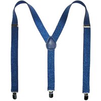 GLITTER SPARKLE SUSPENDERS Braces Clipon Elastic Y-Back Slim Adjustable  - Blue (Glitter)