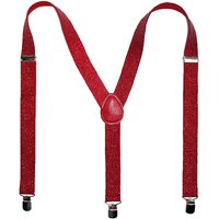 GLITTER SPARKLE SUSPENDERS Braces Clipon Elastic Y-Back Slim Adjustable  - Red (Glitter)