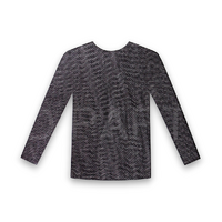 Long Sleeve STRETCH MESH TOP Round Neckline Blouse Shirt Party Costume