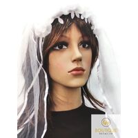 Hen&#39;s Party VEIL HEADBAND White Bride To Be Flowers Bridal Shower Bachelorette