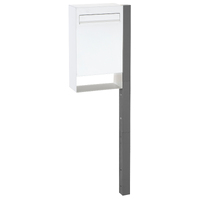 Sandleford Free Standing Letter Box Post Mount w/ Post &amp; Key Lockable - White/Grey