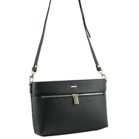 Morrissey Italian Structured Leather Cross Body Handbag (MO3028) Bag - Black