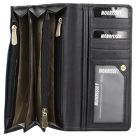 Morrissey Italian Structured Leather Flap Over Ladies Wallet - Black
