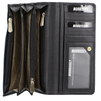 Morrissey Italian Structured Leather Flap Over Ladies Wallet - Navy