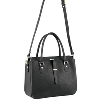 Morrissey Italian Womens Structured Leather Handbag Ladies Bag - Black