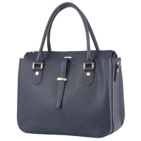 Morrissey Italian Womens Structured Leather Handbag Ladies Bag - Navy