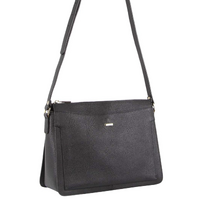 Morrissey Italian Structured Leather Cross Body Handbag Tote Bag (MO3162) - Black