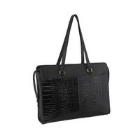 Pierre Cardin Unisex Croc-Embossed Leather Business 15&quot; Laptop Computer Bag - Black