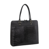 Pierre Cardin Unisex Structured Italian Leather 15&quot; Laptop Computer Bag - Black