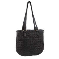 Pierre Cardin Woven Leather Ladies Shoulder Bag - Black