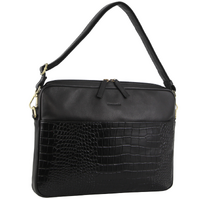 Pierre Cardin Croc-Embossed Leather Business 15&quot; Laptop Computer Bag - Black