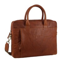 Pierre Cardin Leather Multi-Handle 15&quot; Laptop Computer Bag - Tan