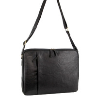 Pierre Cardin Crumpled Leather 15&quot; Laptop Computer Bag - Black