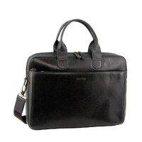 Pierre Cardin Mens Italian Leather 15&quot; Laptop Computer Bag - Black