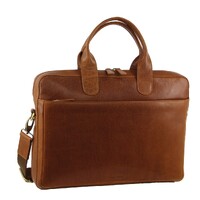 Pierre Cardin Mens Italian Leather 15&quot; Laptop Computer Bag Travel - Tan