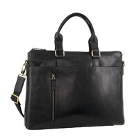 Pierre Cardin Leather 15&quot; Laptop Briefcase Business Bag - Black