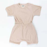 Ponchik Babies + Kids - Ribbed Cotton Romper - Sugar Cookie - 0-3 months