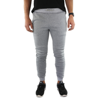 Mens Skinny Track Pants Joggers Trousers Gym Casual Sweat Cuffed Slim Trackies Fleece - Heather Grey - XXL