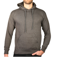 Adult Mens 100% Cotton Fleece Hoodie Jumper Pullover Sweater Warm Sweatshirt - Charcoal Grey - S