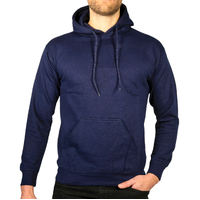 Adult Mens 100% Cotton Fleece Hoodie Jumper Pullover Sweater Warm Sweatshirt - Navy - M