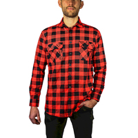 Jacksmith Quilted Flannelette Shirt Mens Jacket 100% Cotton Padded Warm Winter Flannel - Red/Black - S