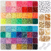 56 Colors 14420pcs 6mm Polymer Clay Beads Heishi Flat Round Clay Bead DIY Jewelry Making Kit