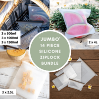 Jumbo&#39; Silicone Zip Lock Eco Friendly Food Storage Bundle