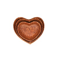Set of 3 Coconut Wood Heart Shape Plates Natural