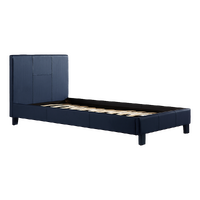 Single PU Leather Bed Frame Blue