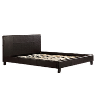 Queen PU Leather Bed Frame Brown
