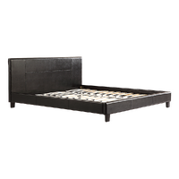 King PU Leather Bed Frame Brown
