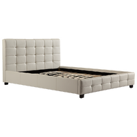 Double PU Leather Deluxe Bed Frame White