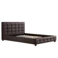 Double PU Leather Deluxe Bed Frame Brown