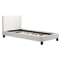 Single PU Leather Bed Frame White