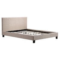 Double Linen Fabric Bed Frame Beige