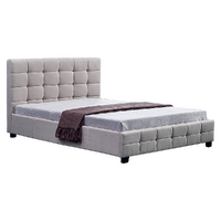 Linen Fabric Double Deluxe Bed Frame Beige