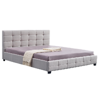 Linen Fabric King Deluxe Bed Frame Beige