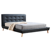 Double PU Leather Deluxe Bed Frame Black