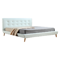 King PU Leather Deluxe Bed Frame White