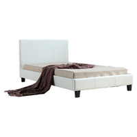 King Single PU Leather Bed Frame White