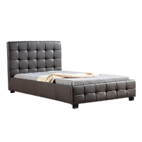 King Single PU Leather Deluxe Bed Frame Brown